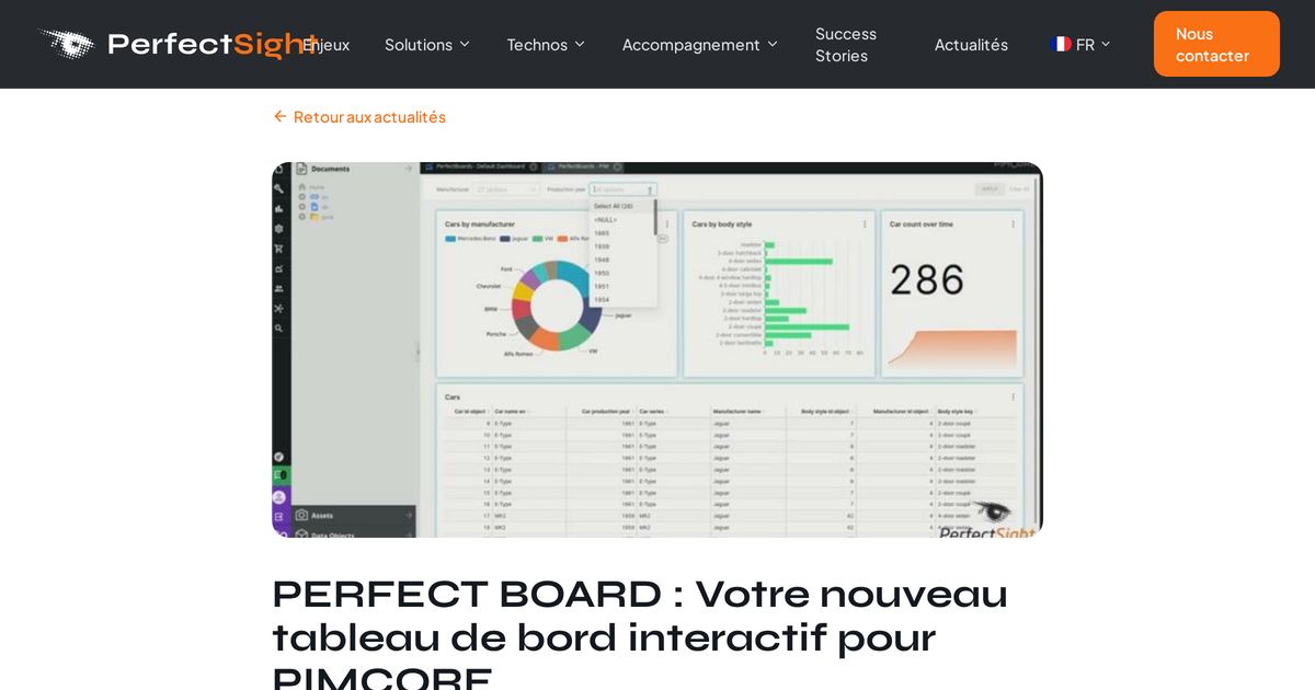 PERFECT BOARD : Votre nouveau tableau de bord interactif pour PIMCORE