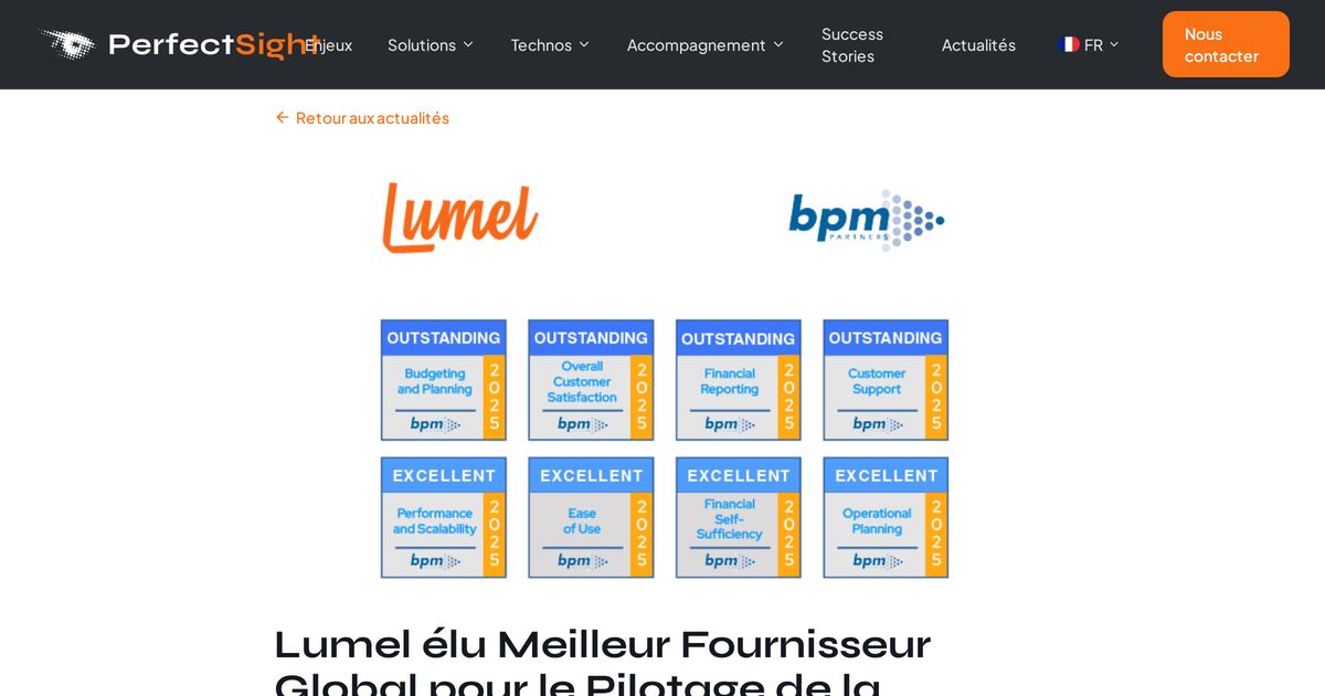 Lumel élu Meilleur Fournisseur Global pour le Pilotage de la Performance d'Entreprise (EPM)